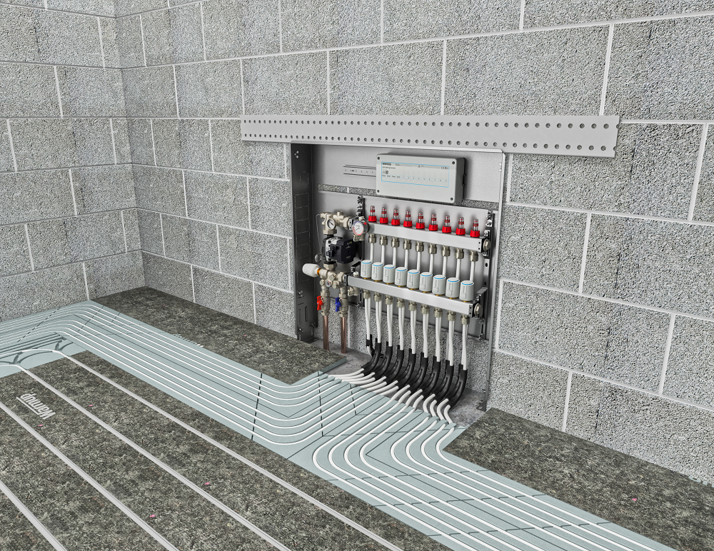Inbouw verdeler omkasting met zoneregeling in wand