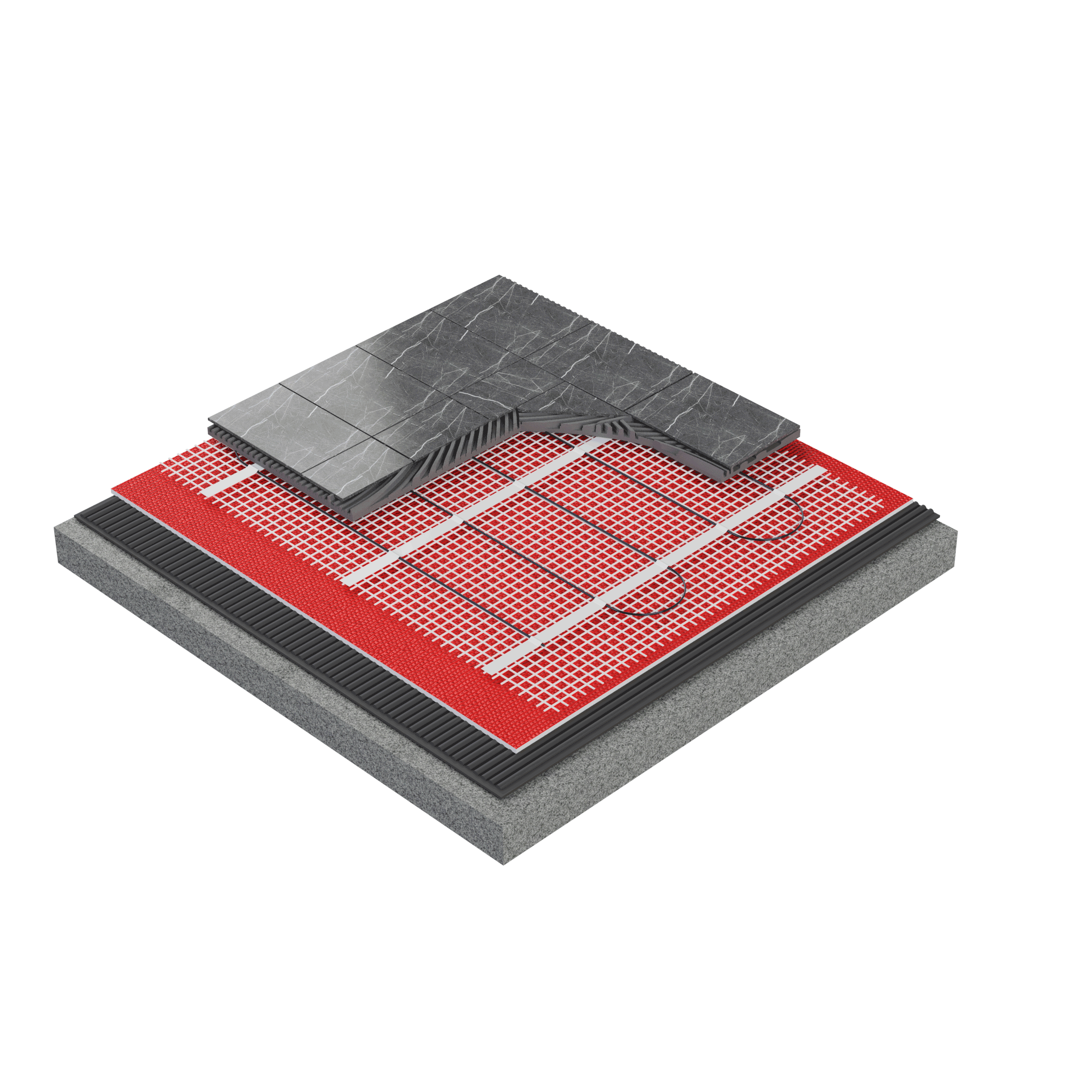 pvc-stickymat onder tegels met ultralight isolatie