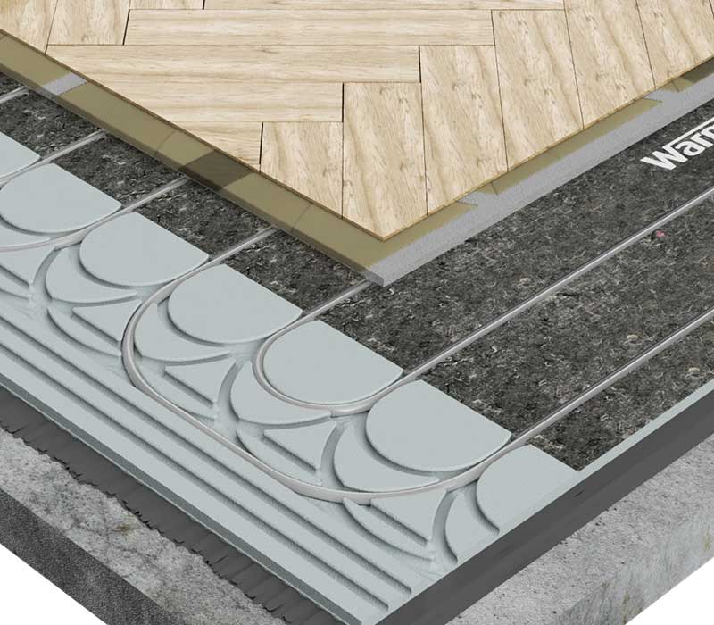 Droogbouw vloerverwarming met tegels direct erop