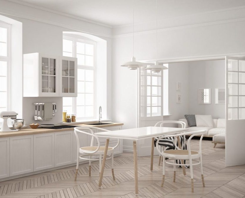 minimalist Scandinavian white kitchen