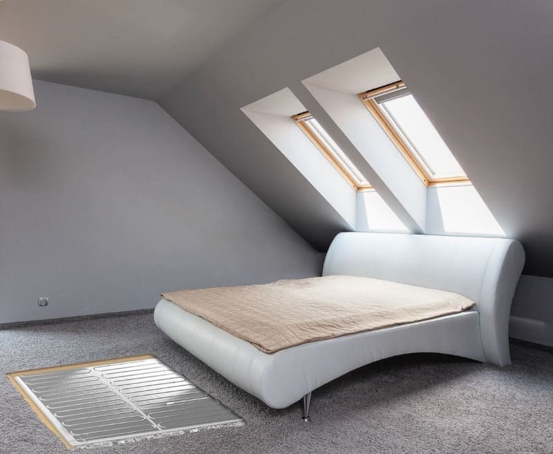 folieverwarming in de slaapkamer onder tapijt